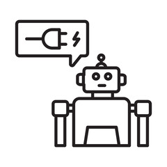 Charging Robot Icon – AI Robot with Power Plug for Recharging