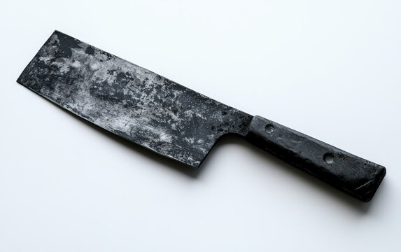 Machete with a rugged black blade and ergonomic handle, displayed on a white background