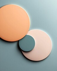 Circular shapes in soft pastel colors arranged against a textured background, creating a modern and minimalist aesthetic. background muted colors comfort concept