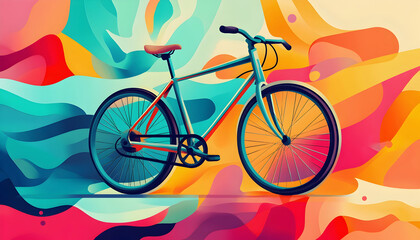 Fototapeta premium Stylish bicycle set against a vibrant abstract backdrop, blending elegance and creativity -