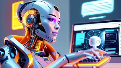 Ai Chatbots working and chatting in computer