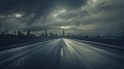 Endless road disappearing into the horizon under clear sky view.