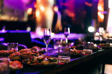 Served for banquet tables in a luxurious interior evening party