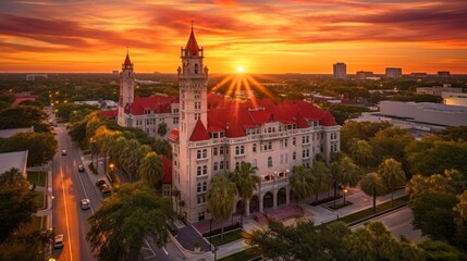 Obraz premium Aerial Image of Coral Gables, Miami, Florida Captured by Drone in High Resolution Photo