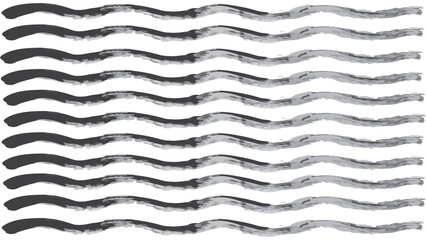 Black wavy grunge stripes on white background, paint brush vector collection, grunge wallpapers, brushes of different sizes and designs for decoration, grunge elements, set of wavy black ink strokes