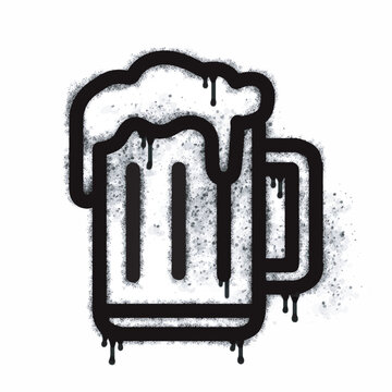 Naklejki Graffiti beer glass sign spray painted in black on white. Beer glass symbol isolated on white background. Vector illustration