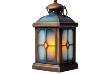 Decorative lantern casting warm light in a cozy setting during evening hours