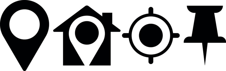 House Map Pin Icon Set for Navigation and Real Estate, Real Estate Location Pin Icon Pack.