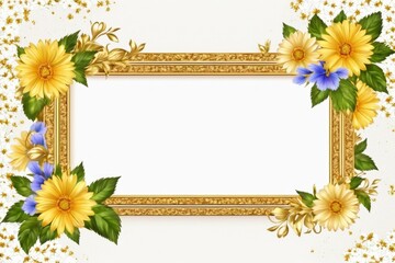Obraz premium A natural decorative floral frame for photo or congratulation with a background designed for invitations or greeting cards