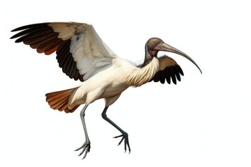 Obraz premium Ancient Sacred Ibis in Isolation: A Graphic Depiction of a Winged Fauna Creature from African Mythology