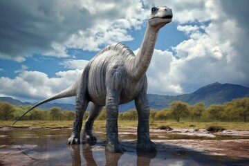 Obraz premium Argentinosaurus: 3D Illustration of a Giant Argentine Herbivore Dinosaur from the Cretaceous Period (AR 3:2)