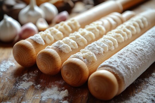 A collection of doughnuts on a wooden table, ideal for bakery or cafe scenes