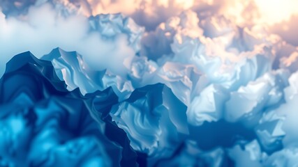 Obraz premium Abstract blue and white mountain range landscape, digital art, background image for design projects, websites, and presentations.