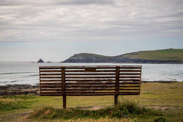 An old rusty bench in Treyarnon Bay, Cornwall, England, UK