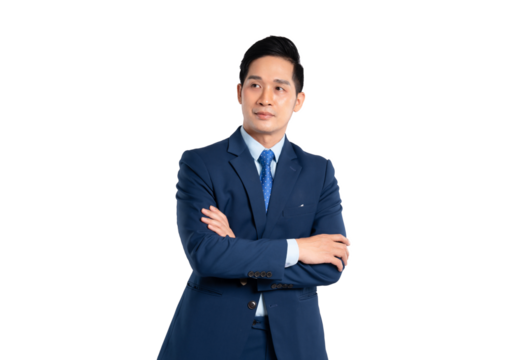 Portrait of Asian male businessman posing on png background
