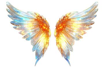 Fototapeta premium Ethereal wings radiate light and color in a fantasy-inspired design showcasing vivid details and intricate textures