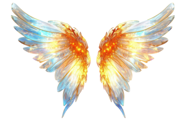 Ethereal wings radiate light and color in a fantasy-inspired design showcasing vivid details and intricate textures