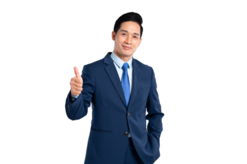 Portrait of Asian male businessman posing on png background
