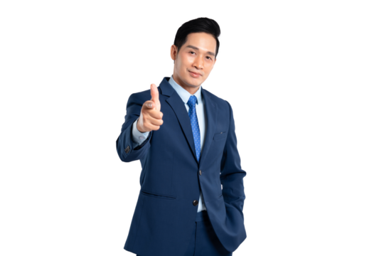 Portrait of Asian male businessman posing on png background