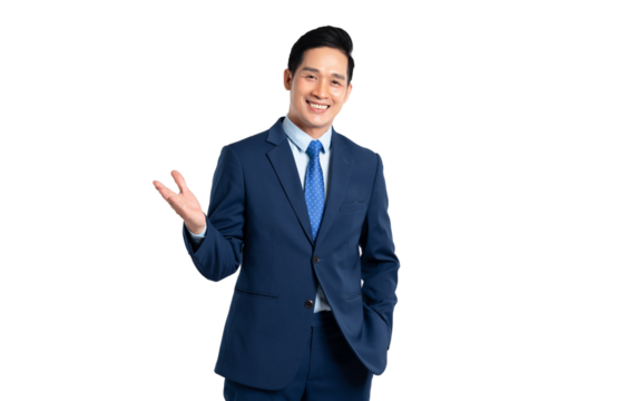 Portrait of Asian male businessman posing on png background
