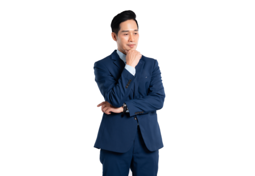 Portrait of Asian male businessman posing on png background