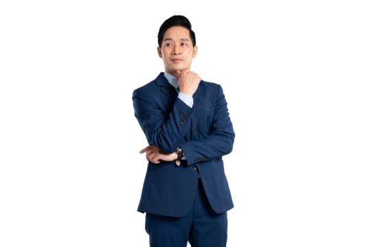 Portrait of Asian male businessman posing on png background