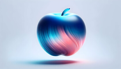 Obraz premium Fruit An artistic interpretation of a glass apple with a gradient of soft pink blending into cobalt blue, 2