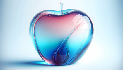 Obraz premium Fruit An artistic interpretation of a glass apple with a gradient of soft pink blending into cobalt blue, 4