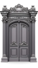 Fototapeta premium Elegant ornate double doors in gray tones