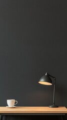 Modern Minimalist Desk Setup with Spotlight and Monochrome Aesthetics