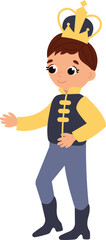 Cartoon Illustration of a Young King Character