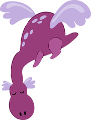 Cute Purple Cartoon Dragon Flying