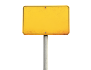 Blank yellow road sign isolated on transparent background