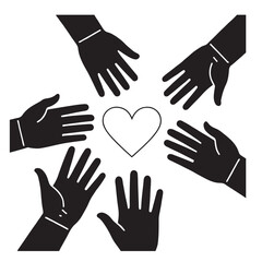 Multiple Hands Reaching for a Heart