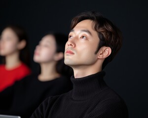 Young Professionals Engaged in Modern Tech Conference at Seoul Coworking Space