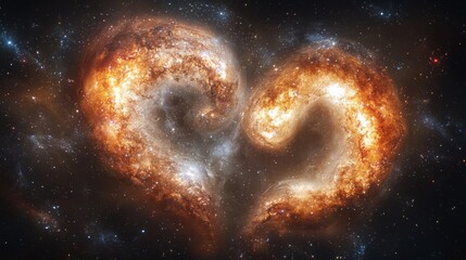Obraz premium Cosmic Heart Nebula Double Spiral Galaxy in Heart Shape Celestial Romance Space Background