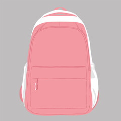 Pink Backpack Illustration on Gray Background Depicting Minimalistic and Modern Design