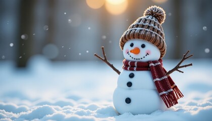 Fototapeta premium snowman on the snow