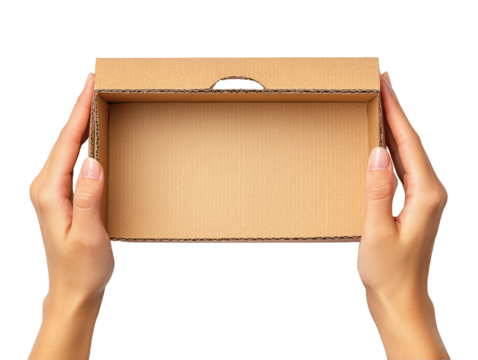 hands holding a cardboard box