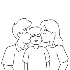 Happy Family Coloring Page