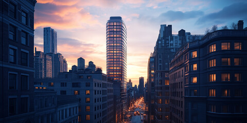 Fototapeta premium city at sunset