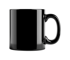 Mockup black tea cup isolated in white or transparent background