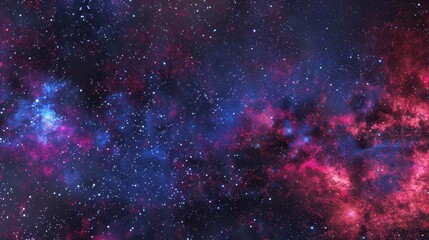 Naklejka premium Colorful mosaic of cosmic light in starry sky with red, blue, and purple highlights.