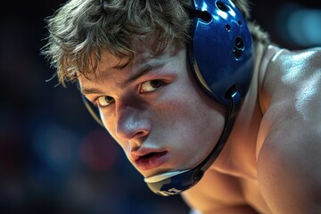 A detailed view of a wrestler's helmet, ideal for sports or action-themed illustrations