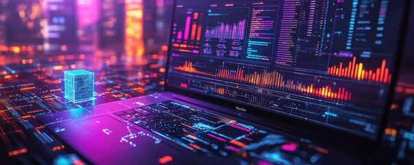 Futuristic AI-powered data analysis in a digital environment