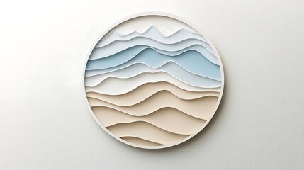 A calming circular logo representing a yoga studio, featuring gentle curves and an inviting design. The color scheme is composed of soft earth tones that evoke feelings of relaxation and balance. The