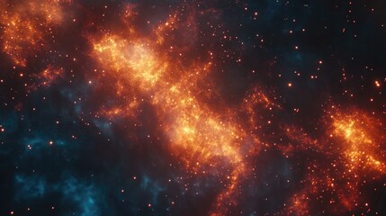 Fototapeta premium Colorful cosmic nebula with bright stars and glowing gas clouds in deep space, ideal for space-themed backgrounds or textures with Copy Space.