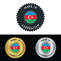 Made in Azerbaijan Badge Tag Seal Flag Waving Flag Make in Azerbaijan 