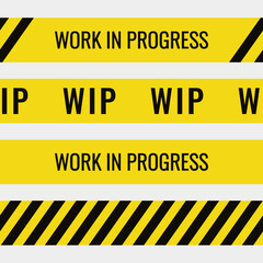 Obraz premium Work in progress seamless tapes. Yellow and Black tapes with stripes and text