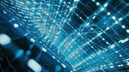 Virtual grid in blue tones with bright lighting and tech vibe